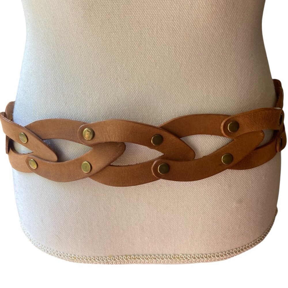 FRYE AND CO. Tan Leather Belt with Gold Buckle - Picture 3 of 11